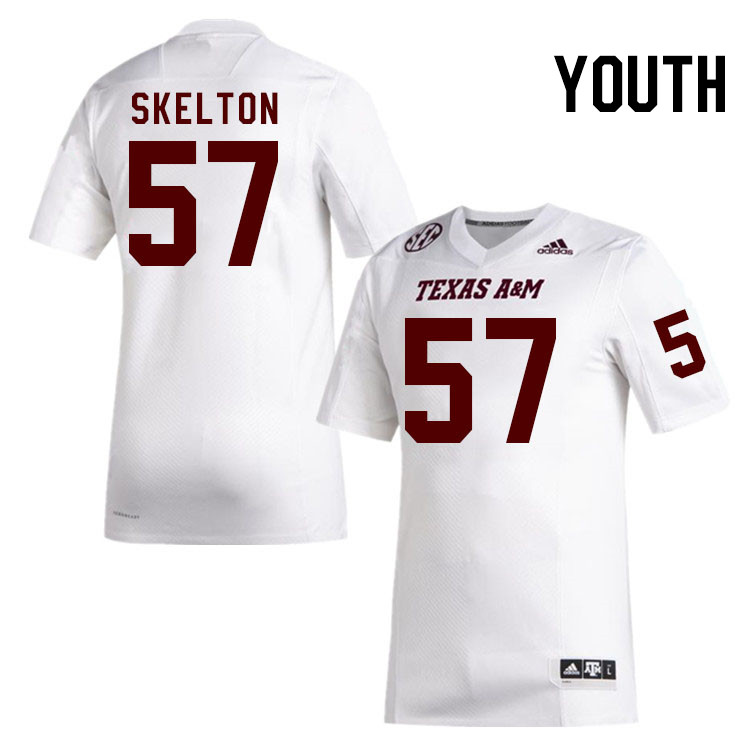 Youth #57 Ronald Skelton Texas A&M Aggies College Football Jerseys Stitched Sale-White - Click Image to Close